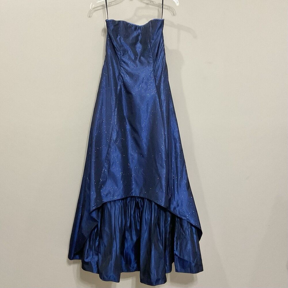 Scott McClintock Blue Glitter Strapless Formal Dress Gown Fit & Flare Maxi Sz 6